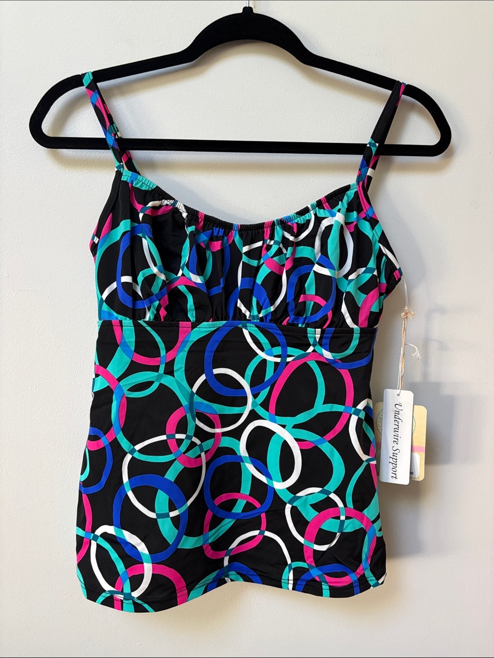 Caribbean Joe “O” MY Peasant with Floating Underwire Tankini Top,Size 10,NWT